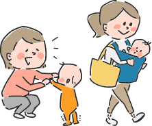 こどもをあやすお母さんのイラスト